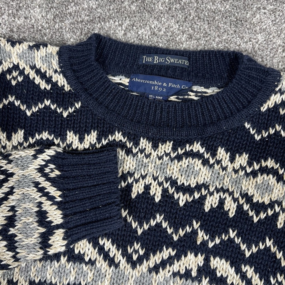 Vintage Abercrombie&Fitch The Big Sweater Chunky Knit Nordic Fair Isle 80s 90s M